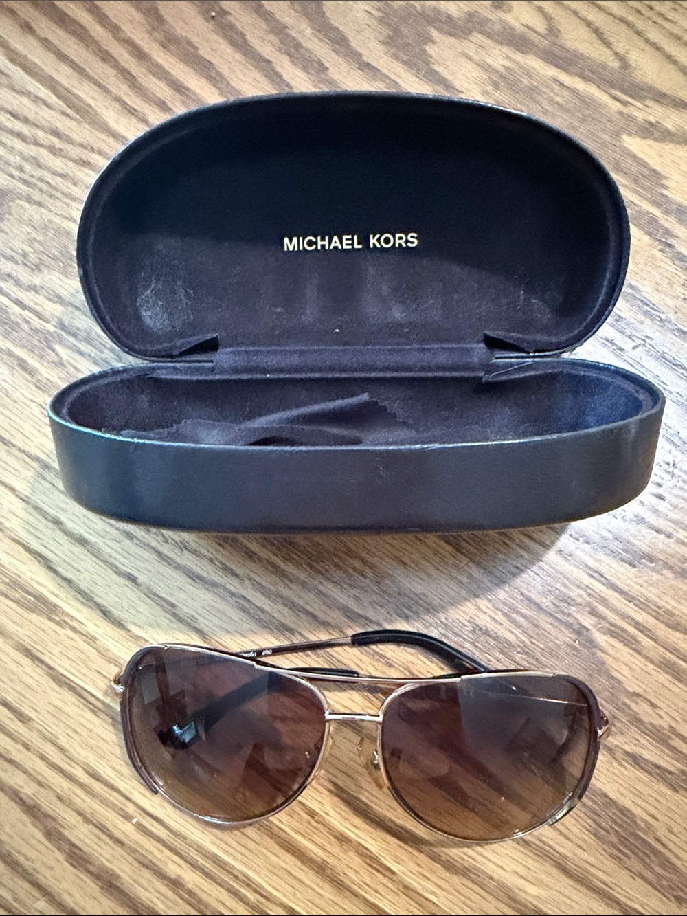 Michael Kors Gold-Tone Aviator Chelsea Sunglasses with Brown Gradient Lenses